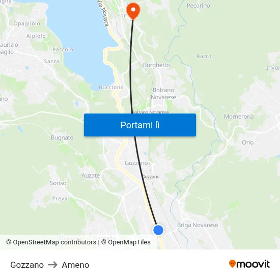 Gozzano to Ameno map