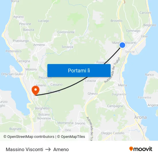 Massino Visconti to Ameno map