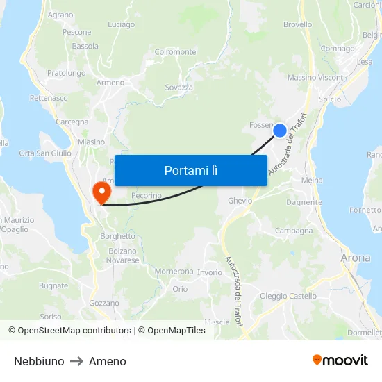 Nebbiuno to Ameno map