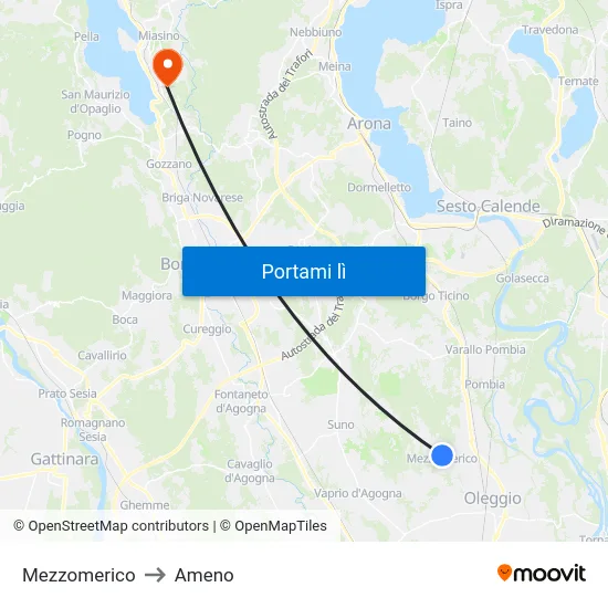 Mezzomerico to Ameno map