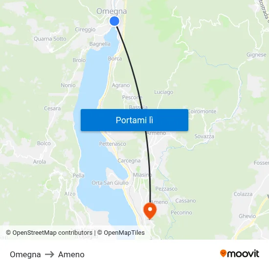 Omegna to Ameno map