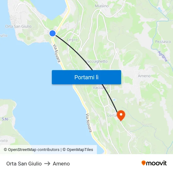 Orta San Giulio to Ameno map