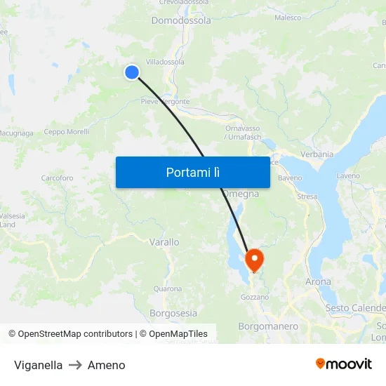 Viganella to Ameno map
