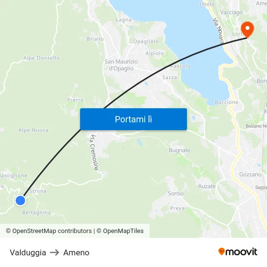 Valduggia to Ameno map