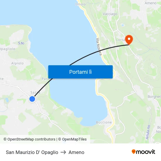 San Maurizio D' Opaglio to Ameno map