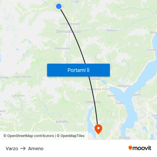 Varzo to Ameno map
