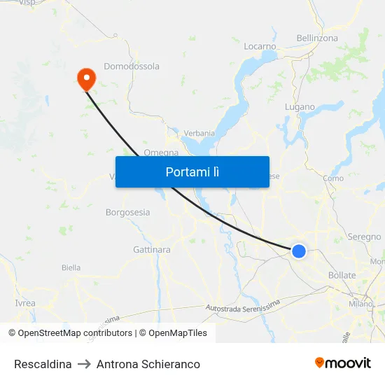 Rescaldina to Antrona Schieranco map