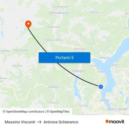Massino Visconti to Antrona Schieranco map