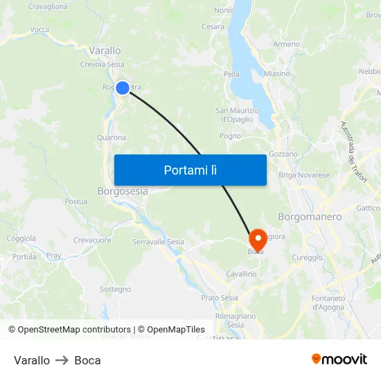 Varallo to Boca map