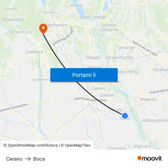Cerano to Boca map