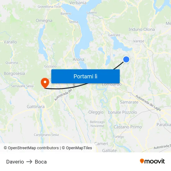 Daverio to Boca map