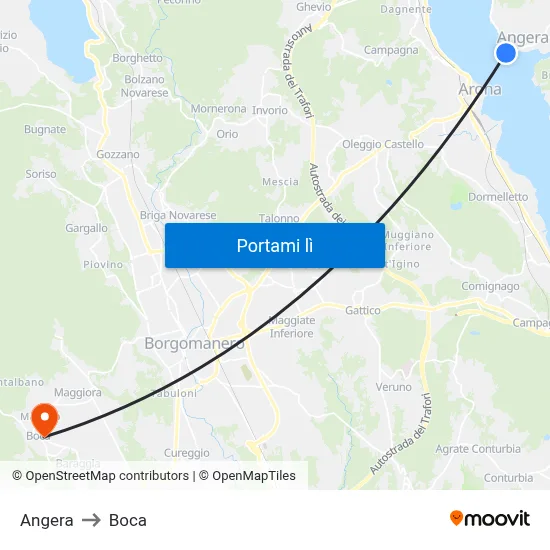 Angera to Boca map