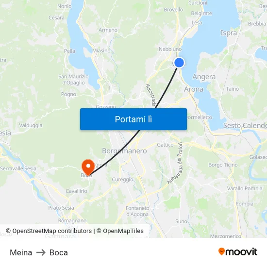 Meina to Boca map