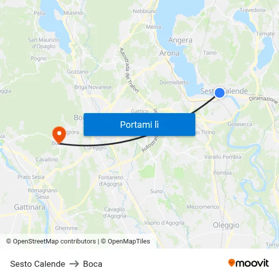 Sesto Calende to Boca map
