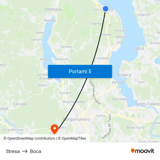 Stresa to Boca map