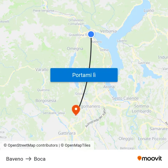 Baveno to Boca map