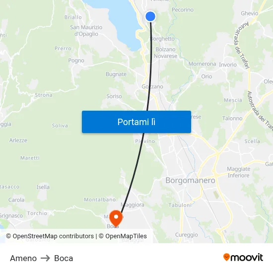 Ameno to Boca map