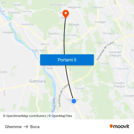 Ghemme to Boca map