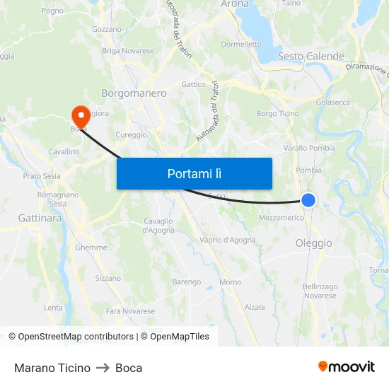 Marano Ticino to Boca map
