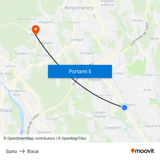 Suno to Boca map