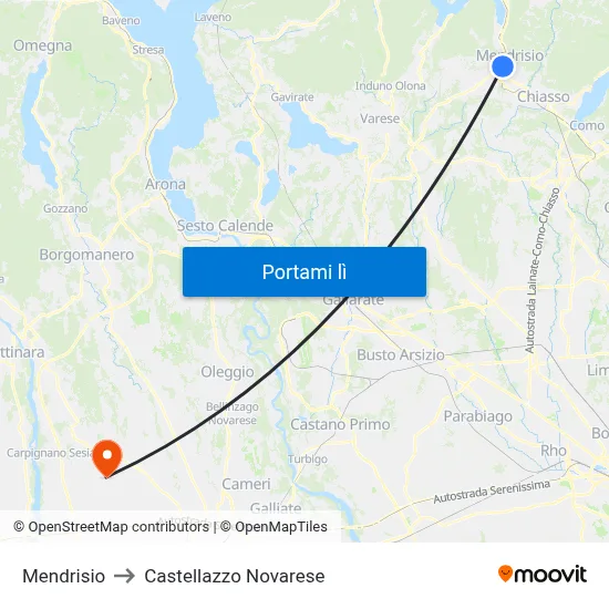 Mendrisio to Castellazzo Novarese map