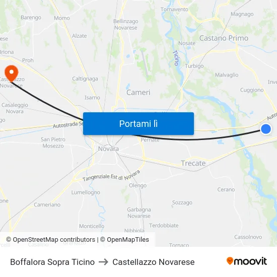 Boffalora Sopra Ticino to Castellazzo Novarese map