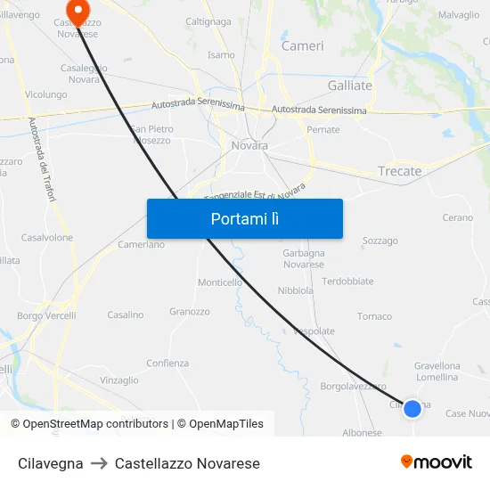 Cilavegna to Castellazzo Novarese map