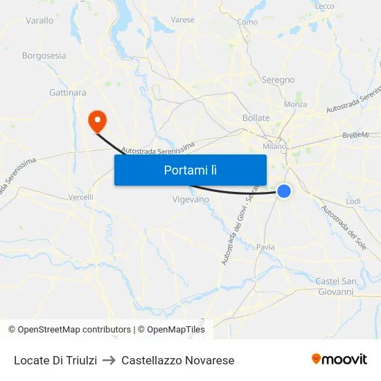 Locate Di Triulzi to Castellazzo Novarese map