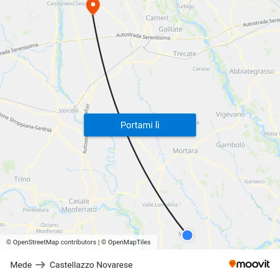 Mede to Castellazzo Novarese map