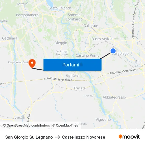 San Giorgio Su Legnano to Castellazzo Novarese map