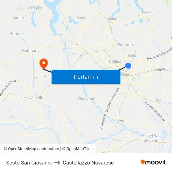 Sesto San Giovanni to Castellazzo Novarese map