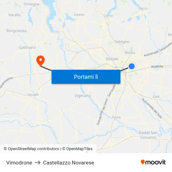 Vimodrone to Castellazzo Novarese map