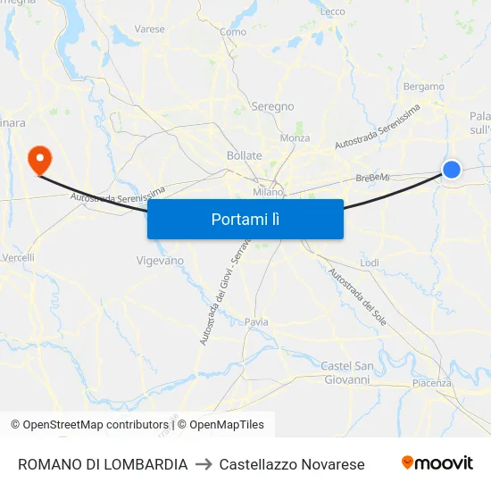 ROMANO DI LOMBARDIA to Castellazzo Novarese map