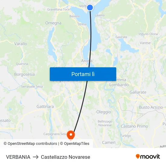 VERBANIA to Castellazzo Novarese map