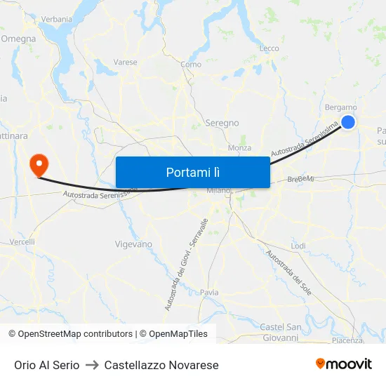 Orio Al Serio to Castellazzo Novarese map
