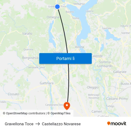 Gravellona Toce to Castellazzo Novarese map