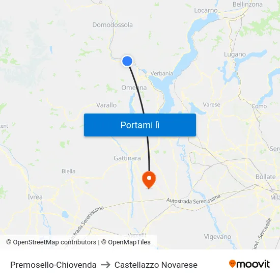 Premosello-Chiovenda to Castellazzo Novarese map