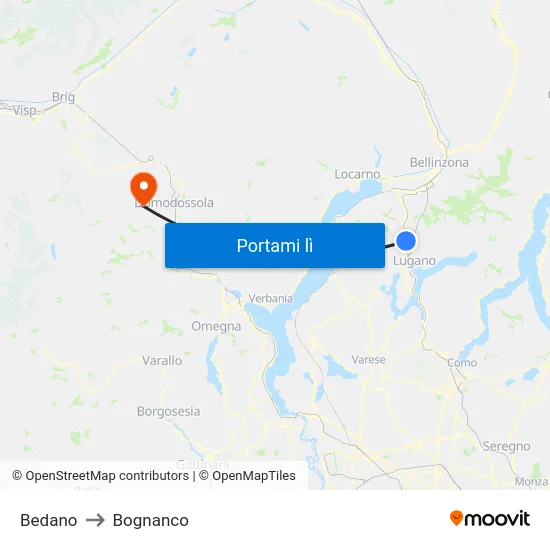 Bedano to Bognanco map