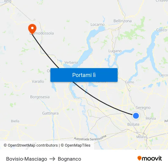 Bovisio-Masciago to Bognanco map