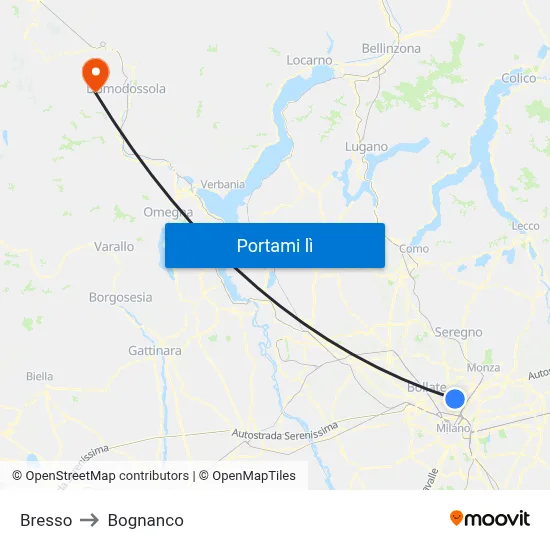 Bresso to Bognanco map