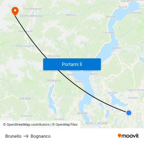 Brunello to Bognanco map