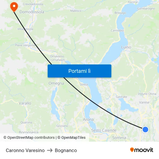 Caronno Varesino to Bognanco map