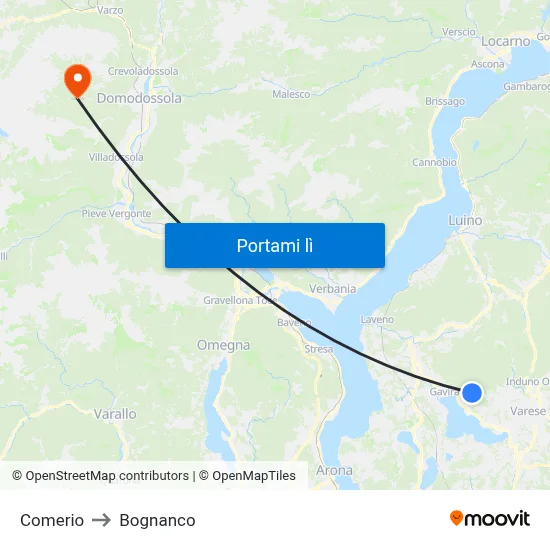 Comerio to Bognanco map