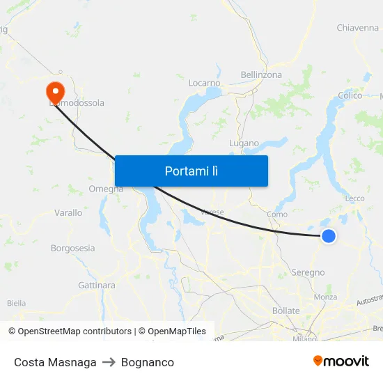 Costa Masnaga to Bognanco map