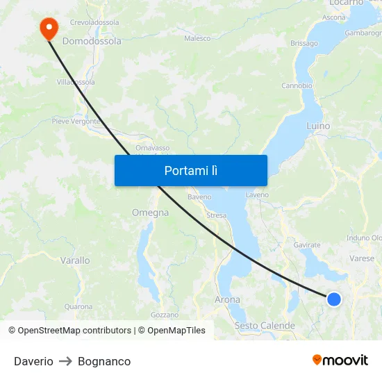Daverio to Bognanco map