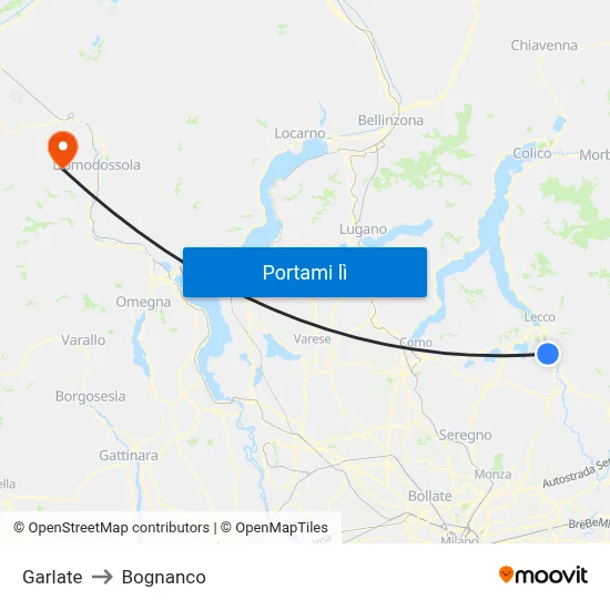 Garlate to Bognanco map