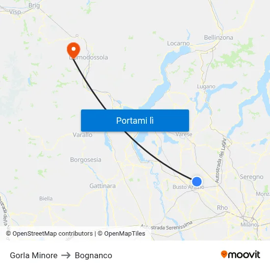 Gorla Minore to Bognanco map