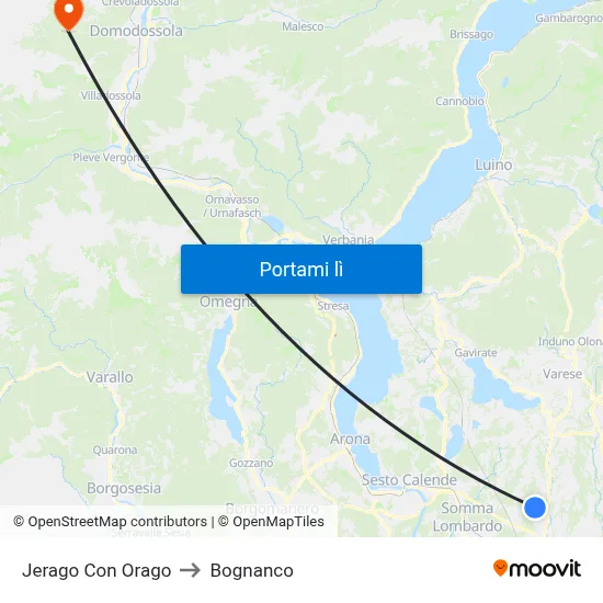 Jerago Con Orago to Bognanco map