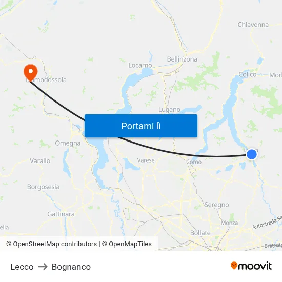 Lecco to Bognanco map