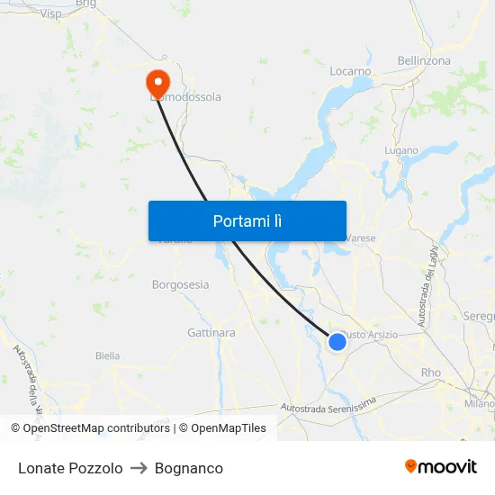 Lonate Pozzolo to Bognanco map